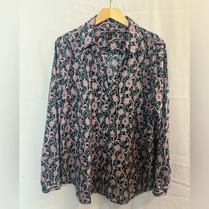 Floral Print Long Sleeve Button Down Blouse